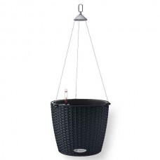 NIDO Cottage 28 Γραφίτης Ø27x23cm Στρογγυλή Αυτοποτιζόμενη Κρεμαστή Γλάστρα & Κασπώ LECHUZA - Στρογγυλές Αυτοποτιζόμενες Γλάστρες