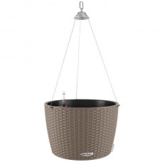 NIDO Cottage 35 Καφέ Άμμου Ø35x23cm Αυτοποτιζόμενη Κρεμαστή Γλάστρα & Κασπώ LECHUZA - Στρογγυλές Αυτοποτιζόμενες Γλάστρες