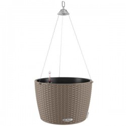 NIDO Cottage 35 Καφέ Άμμου Ø35x23cm Αυτοποτιζόμενη Κρεμαστή Γλάστρα & Κασπώ LECHUZA - Στρογγυλές Αυτοποτιζόμενες Γλάστρες