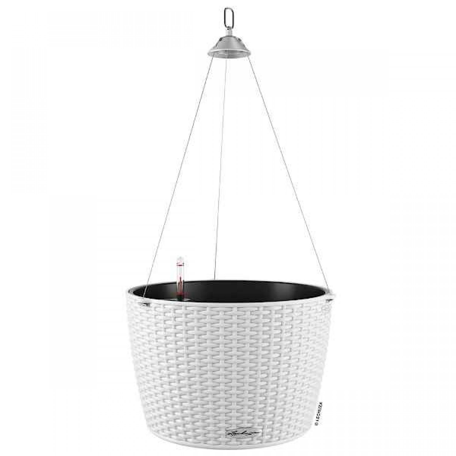 NIDO Cottage 35 Λευκή Ø35x23cm Αυτοποτιζόμενη Κρεμαστή Γλάστρα & Κασπώ LECHUZA - Στρογγυλές Αυτοποτιζόμενες Γλάστρες