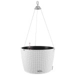 NIDO Cottage 35 Λευκή Ø35x23cm Αυτοποτιζόμενη Κρεμαστή Γλάστρα & Κασπώ LECHUZA - Στρογγυλές Αυτοποτιζόμενες Γλάστρες