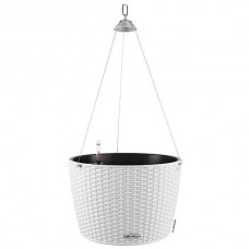 NIDO Cottage 35 Λευκή Ø35x23cm Αυτοποτιζόμενη Κρεμαστή Γλάστρα & Κασπώ LECHUZA - Στρογγυλές Αυτοποτιζόμενες Γλάστρες