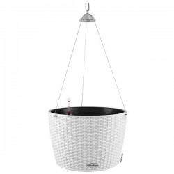NIDO Cottage 35 Λευκή Ø35x23cm Αυτοποτιζόμενη Κρεμαστή Γλάστρα & Κασπώ LECHUZA - Στρογγυλές Αυτοποτιζόμενες Γλάστρες