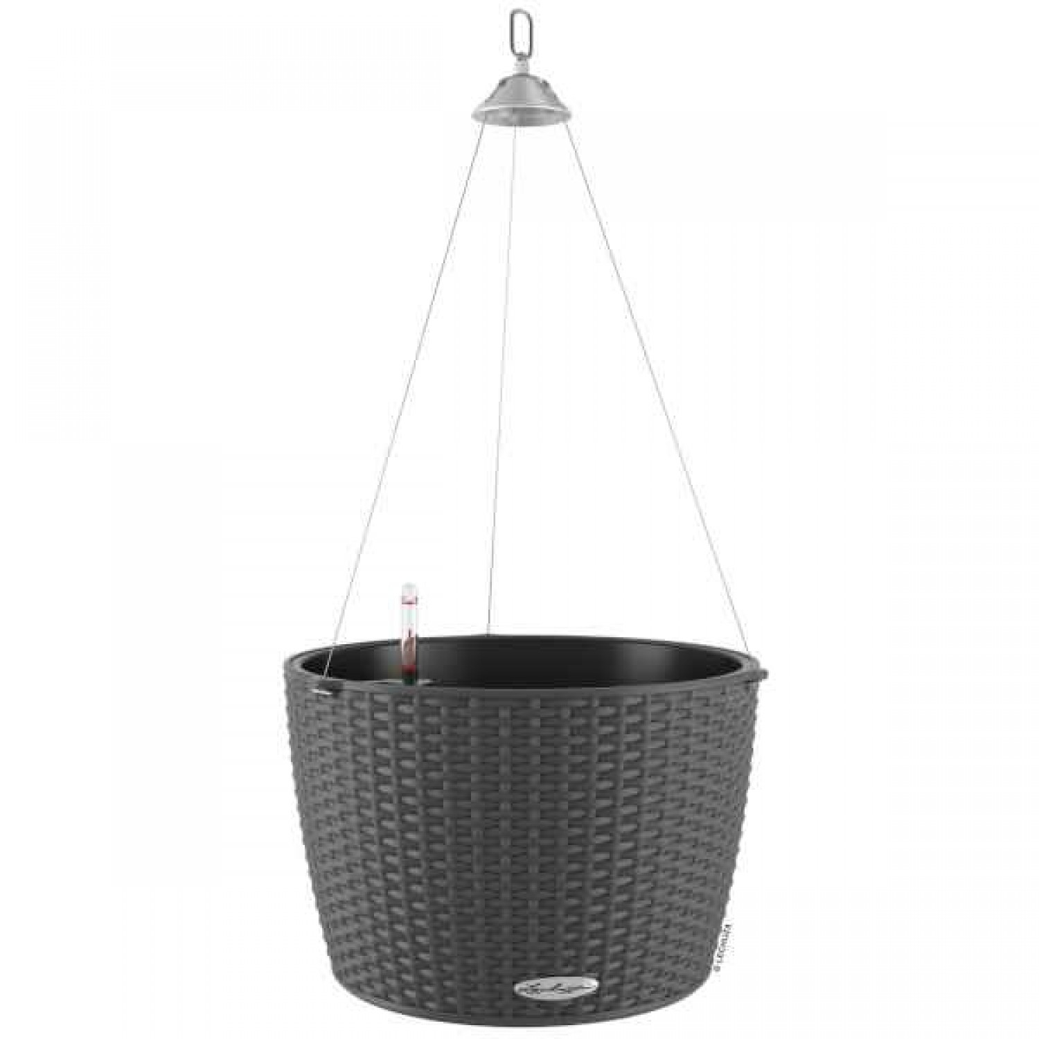 NIDO Cottage 35 Γρανίτης Ø35x23cm Αυτοποτιζόμενη Κρεμαστή Γλάστρα & Κασπώ LECHUZA - Στρογγυλές Αυτοποτιζόμενες Γλάστρες