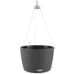 NIDO Cottage 35 Γρανίτης Ø35x23cm Αυτοποτιζόμενη Κρεμαστή Γλάστρα & Κασπώ LECHUZA - Στρογγυλές Αυτοποτιζόμενες Γλάστρες