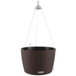 NIDO Cottage 35 Γρανίτης Ø35x23cm Αυτοποτιζόμενη Κρεμαστή Γλάστρα & Κασπώ LECHUZA - Στρογγυλές Αυτοποτιζόμενες Γλάστρες