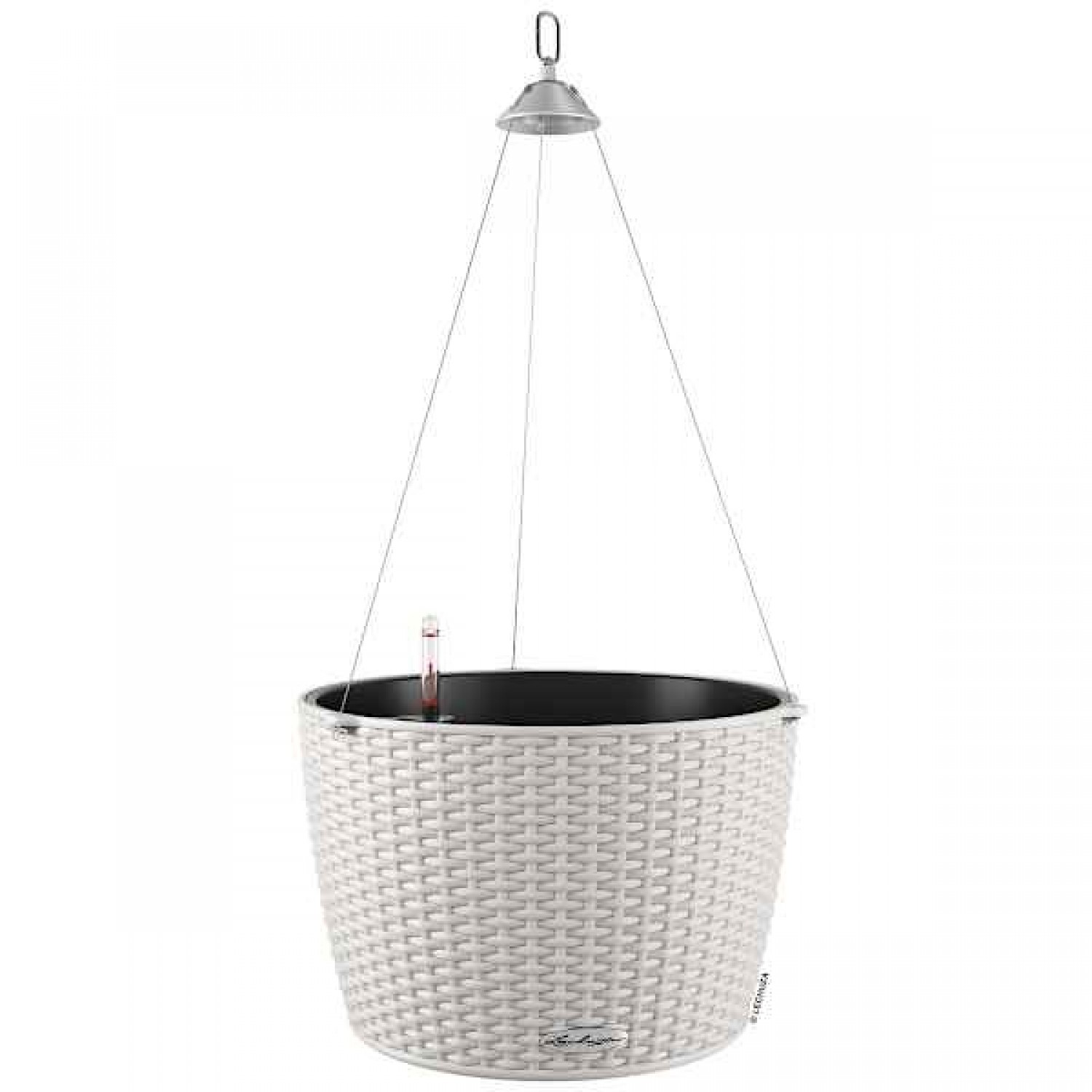 NIDO Cottage 35 Γκρι Ανοιχτό Ø35x23cm Αυτοποτιζόμενη Κρεμαστή Γλάστρα & Κασπώ LECHUZA - Στρογγυλές Αυτοποτιζόμενες Γλάστρες