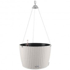 NIDO Cottage 35 Γκρι Ανοιχτό Ø35x23cm Αυτοποτιζόμενη Κρεμαστή Γλάστρα & Κασπώ LECHUZA - Στρογγυλές Αυτοποτιζόμενες Γλάστρες