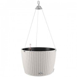 NIDO Cottage 35 Γκρι Ανοιχτό Ø35x23cm Αυτοποτιζόμενη Κρεμαστή Γλάστρα & Κασπώ LECHUZA - Στρογγυλές Αυτοποτιζόμενες Γλάστρες