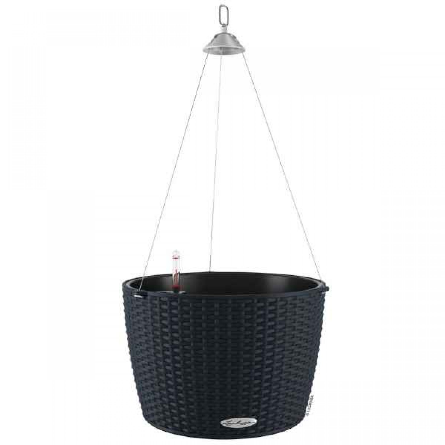 NIDO Cottage 35 Γραφίτης Ø35x23cm Αυτοποτιζόμενη Κρεμαστή Γλάστρα & Κασπώ LECHUZA - Στρογγυλές Αυτοποτιζόμενες Γλάστρες
