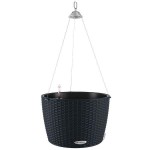 NIDO Cottage 35 Γραφίτης Ø35x23cm Αυτοποτιζόμενη Κρεμαστή Γλάστρα & Κασπώ LECHUZA - Στρογγυλές Αυτοποτιζόμενες Γλάστρες