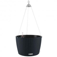 NIDO Cottage 35 Γραφίτης Ø35x23cm Αυτοποτιζόμενη Κρεμαστή Γλάστρα & Κασπώ LECHUZA - Στρογγυλές Αυτοποτιζόμενες Γλάστρες
