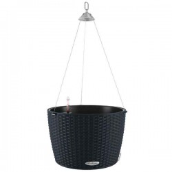 NIDO Cottage 35 Γραφίτης Ø35x23cm Αυτοποτιζόμενη Κρεμαστή Γλάστρα & Κασπώ LECHUZA - Στρογγυλές Αυτοποτιζόμενες Γλάστρες