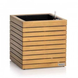 PALO Wood 35 LOW Wood Self-Watering Planter 35x35x37cm LECHUZA Complete