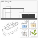TRIO Cottage 30 Light Grey 100x32x(H)34cm LECHUZA Self-Watering Planter Complete - Automatic Watering Planters & Containers