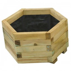 Ξύλινη Εξάγωνη Χαμηλή Γλάστρα 21(Y)xΦ45cm - Ξύλινες Γλάστρες