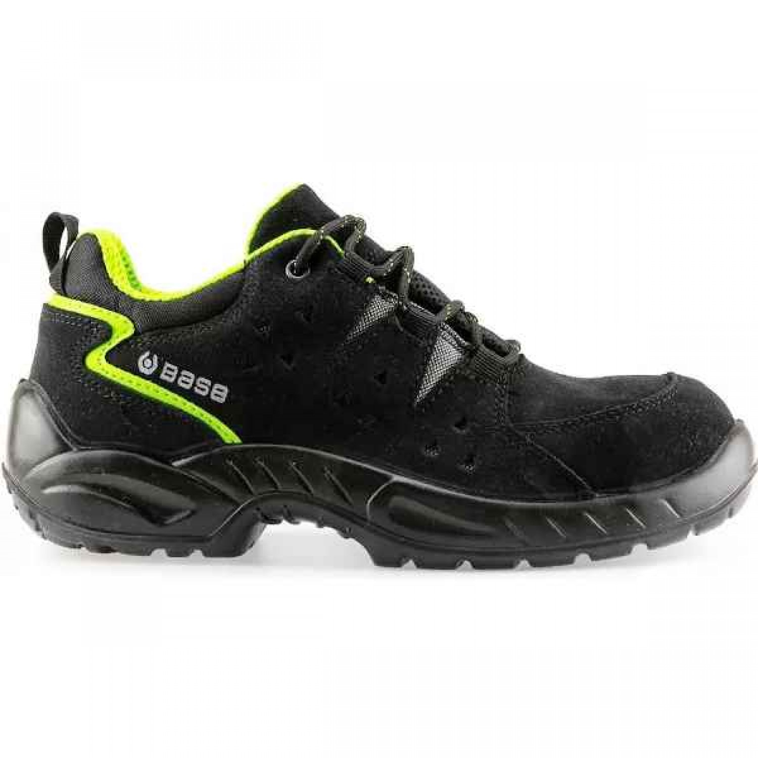 BASE Harlem S1P SRC Safety Low Shoes Black-Green Unisex - Safety Low Shoes