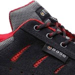 BASE Toledo S1P SRC Δερμάτινα Παπούτσια Ασφαλείας Εργασίας Μαύρο-Κόκκινο Unisex - Δερμάτινο Κοντό Παπούτσι για Ασφάλεια Ποδιού