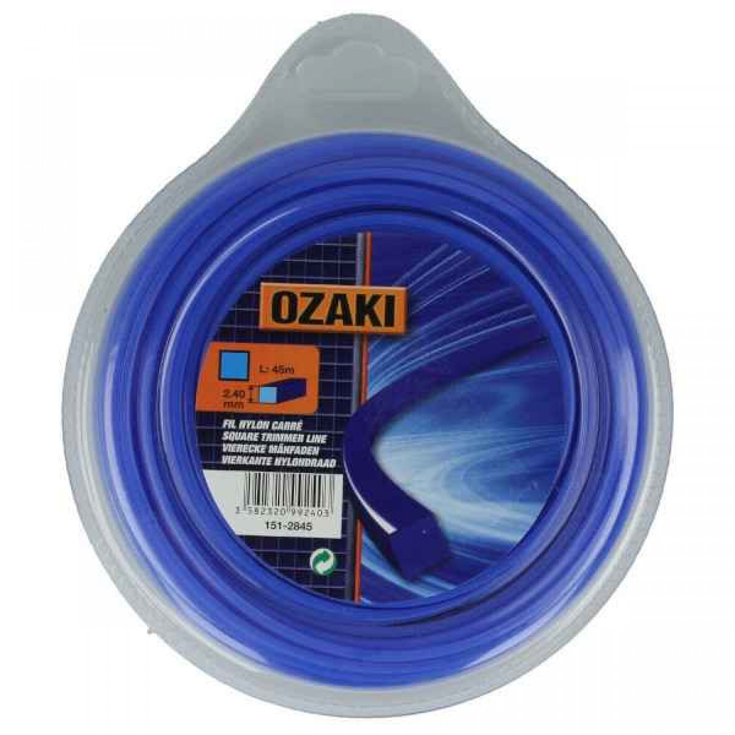 Square Cord 2.4mm x 45m OZAKI Square Cord 2.4mm x 45m OZAKI - 4-Sided Trimmer Cords