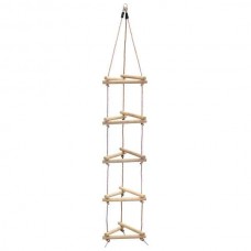 Kids 3-Sided Wooden Climbing Ladder 190cm with Ropes - Childrens Climbing Ladders