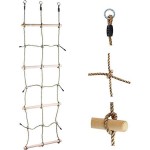 Climbing Rope Net 200cm with Wooden Rungs for Childrens - Childrens Climbing Ladders & Nets
