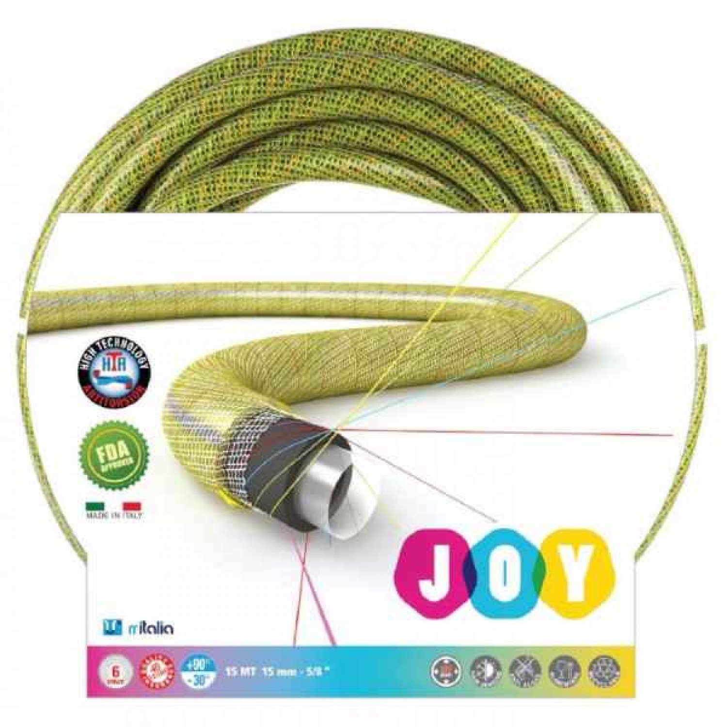 Garden Hose JOY 1/2" 25m RR ITALIA Garden Hose JOY 1/2" 25m RR ITALIA - Gardening and Outdoor Watering Hoses