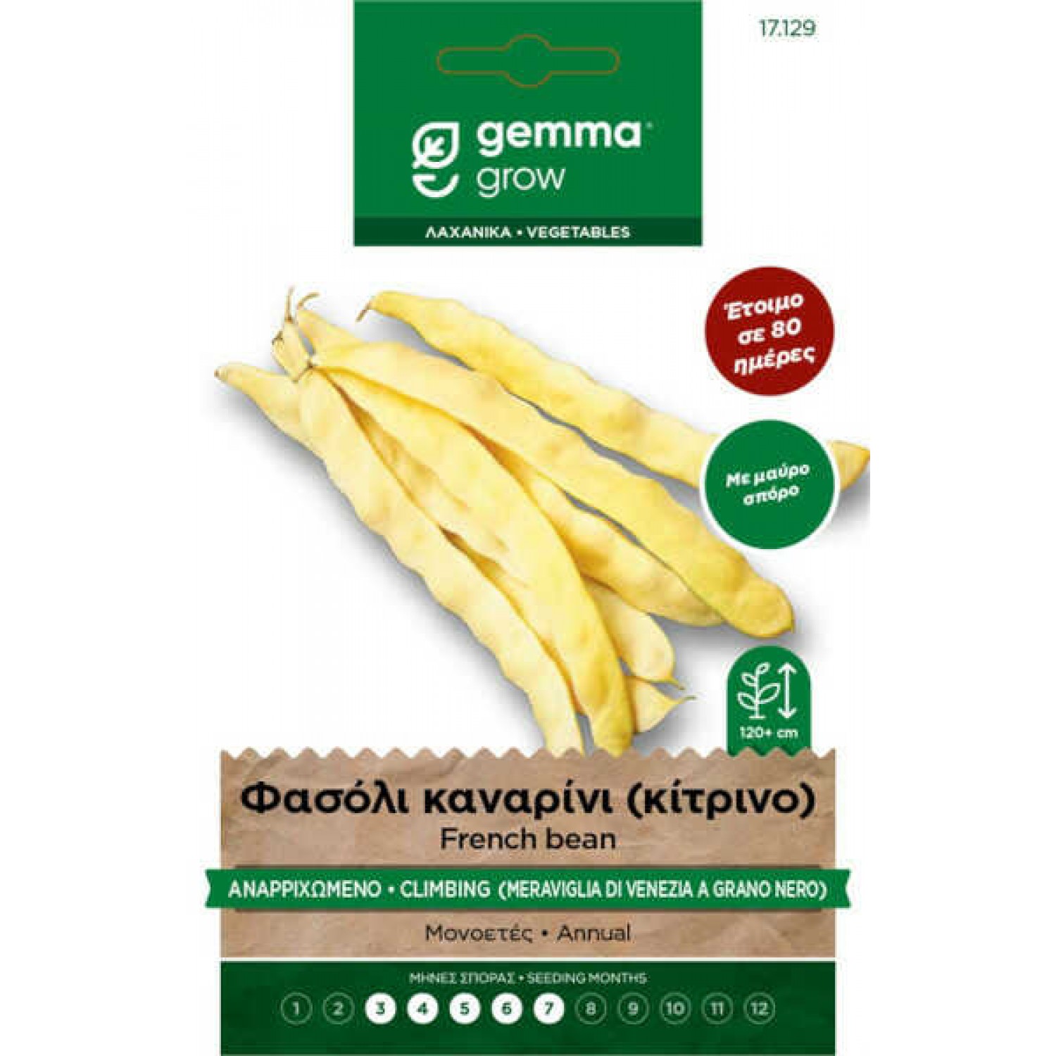Climbing Yellow French Bean Seeds 30g Packet (Phaseolus vulgaris 'Meraviglia di Venezia Grano Nero') - French Beans Seed in Packets Climbing Yellow Bean Seeds 30g Meraviglia Venezia Grano Nero