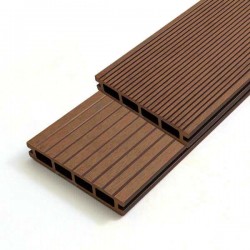 WPC Σανίδα Deck Δαπέδου 2 Όψεων Γραμμωτή 2,4x14,6x360cm Καφέ Ανοιχτό - Τάβλες Δαπέδου