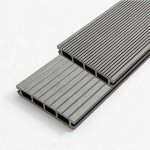 WPC Σανίδα Deck Δαπέδου 2 Όψεων Γραμμωτή 2,4x14,6x360cm Γκρι Ανοιχτό - Τάβλες Δαπέδου