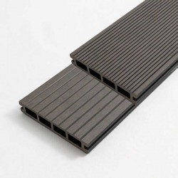 WPC Σανίδα Deck Δαπέδου 2 Όψεων Γραμμωτή 2,4x14,6x360cm Γκρι Σκούρο - Τάβλες Δαπέδου