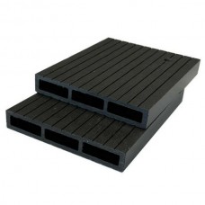 Τάβλα Περίφραξης Γραμμωτή WPC 2 Όψεων 2x12x360cm Γκρι Σκούρο - WPC Σανίδες & Τάβλες Περιφράξεων