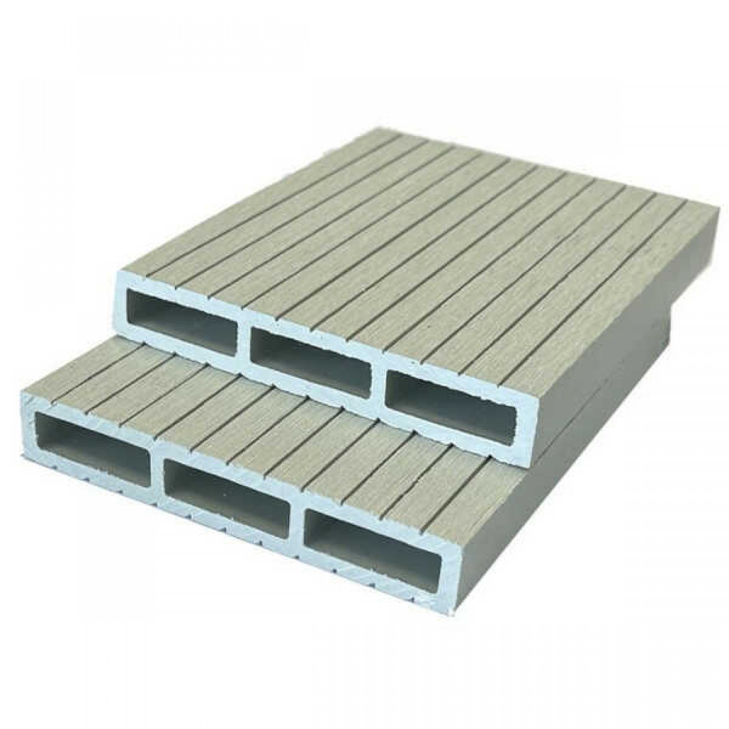 Τάβλα Περίφραξης Γραμμωτή WPC 2 Όψεων 2x12x360cm Λευκή-Εκρού