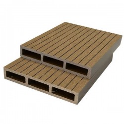 Τάβλα Περίφραξης Γραμμωτή WPC 2 Όψεων 2x12x360cm Καφέ Ανοιχτό - WPC Σανίδες & Τάβλες Περιφράξεων