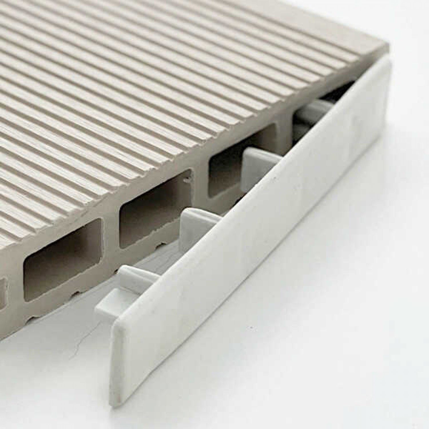 WPC Striped Fencing Ending Caps 2x12cm White-Ecru - Ending Caps for Fence Boards WPC Striped Fencing Ending Caps 2x12cm White-Ecru