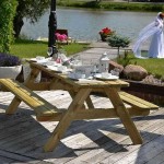 Wooden Outdoor Garden Picnic Table Athina 180x56cm Wooden Outdoor Garden Picnic Table Athina 180x56cm