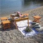 Wooden Suitcase Picnic Set with Table and Four Stools - Portable Picnic Table & Stool