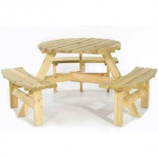 6 Seat Round Wooden Picnic Table D172x(H)75cm Green Pine - Tables & Benches