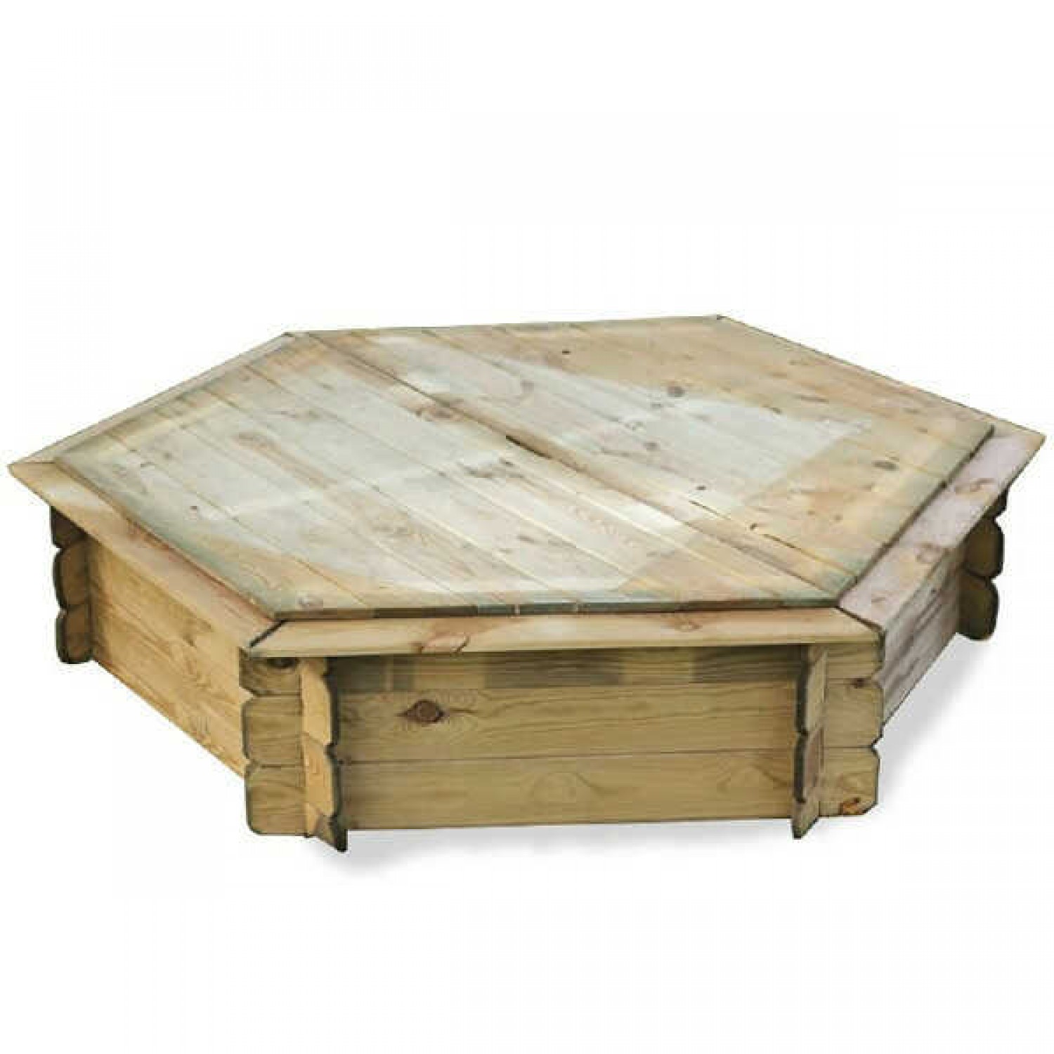 Sandpit With Lid 175x175x(H)30cm Hexagonal - Wooden
