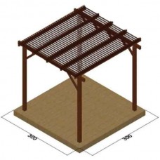 Ξύλινη Πέργκολα 300x300cm με Περσίδες 5,8x2,1cm Εμποτισμένης Ξυλείας - Ξύλινες Πέργκολες με Σκίαση Περσίδων