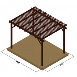 Ξύλινη Πέργκολα 300x400cm με Περσίδες 9,5x2,1cm Εμποτισμένης Ξυλείας - Ξύλινες Πέργκολες με Σκίαση Περσίδων