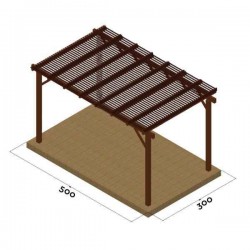 Ξύλινη Πέργκολα 300x500cm με Περσίδες 9,5x2,1cm Εμποτισμένης Ξυλείας - Ξύλινες Πέργκολες με Σκίαση Περσίδων
