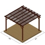 Ξύλινη Πέργκολα 400x400cm με Περσίδες 5,8x2,1cm Εμποτισμένης Ξυλείας - Ξύλινες Πέργκολες με Σκίαση Περσίδων