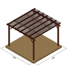 Ξύλινη Πέργκολα 400x400cm με Περσίδες 5,8x2,1cm Εμποτισμένης Ξυλείας - Ξύλινες Πέργκολες με Σκίαση Περσίδων
