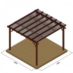 Ξύλινη Πέργκολα 400x400cm με Περσίδες 9,5x2,1cm Εμποτισμένης Ξυλείας - Ξύλινες Πέργκολες με Σκίαση Περσίδων