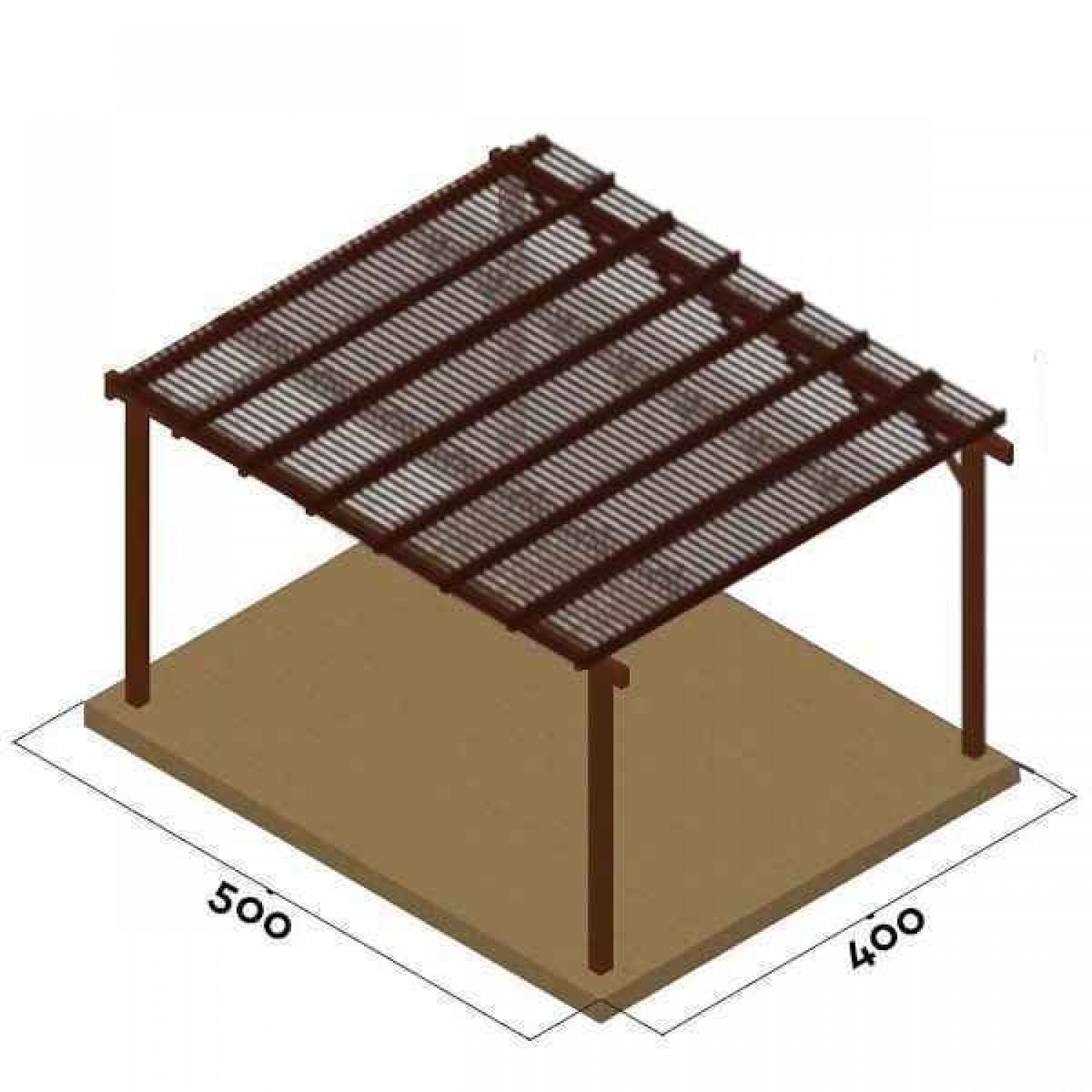 Ξύλινη Πέργκολα 400x500cm με Περσίδες 5,8x2,1cm Εμποτισμένης Ξυλείας - Ξύλινες Πέργκολες με Σκίαση Περσίδων