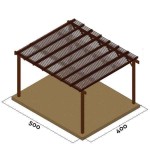 Ξύλινη Πέργκολα 400x500cm με Περσίδες 5,8x2,1cm Εμποτισμένης Ξυλείας - Ξύλινες Πέργκολες με Σκίαση Περσίδων