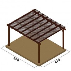 Ξύλινη Πέργκολα 400x500cm με Περσίδες 5,8x2,1cm Εμποτισμένης Ξυλείας - Ξύλινες Πέργκολες με Σκίαση Περσίδων