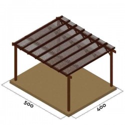 Ξύλινη Πέργκολα 400x500cm με Περσίδες 9,5x2,1cm Εμποτισμένης Ξυλείας - Ξύλινες Πέργκολες με Σκίαση Περσίδων