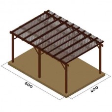 Ξύλινη Πέργκολα 400x600cm με Περσίδες 5,8x2,1cm Εμποτισμένης Ξυλείας - Ξύλινες Πέργκολες με Σκίαση Περσίδων