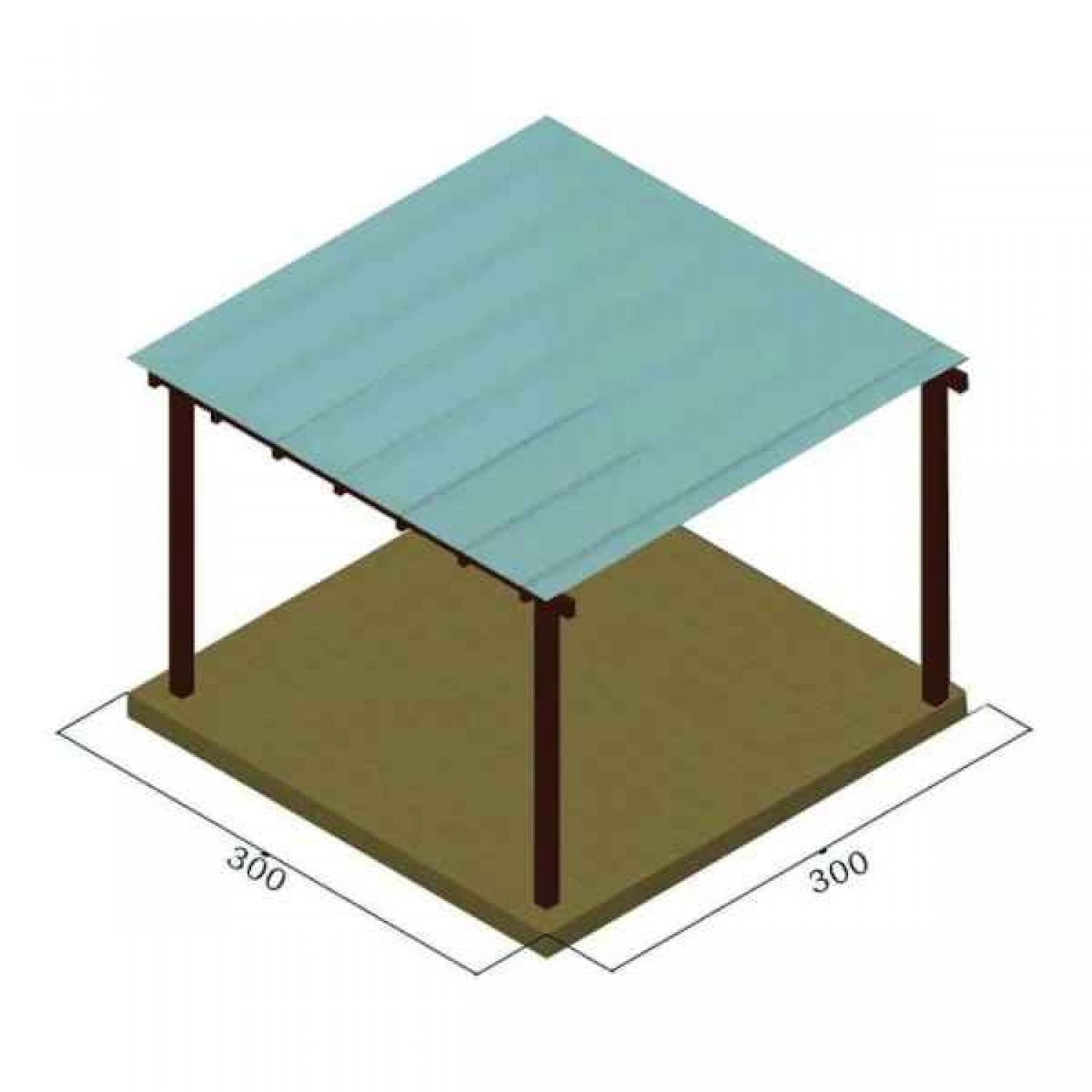 Ξύλινη Πέργκολα 300x300cm Εμποτισμένης Ξυλείας με Πολυκαρμπονικό - Ξύλινες Πέργκολες με Σκίαση Πολυκαρμπονικών Φύλλων